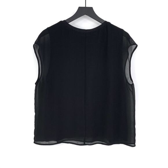 JOHN LEWIS Sleeveless Sheer Overlay Top Black 14 (L) - Picture 6 of 6